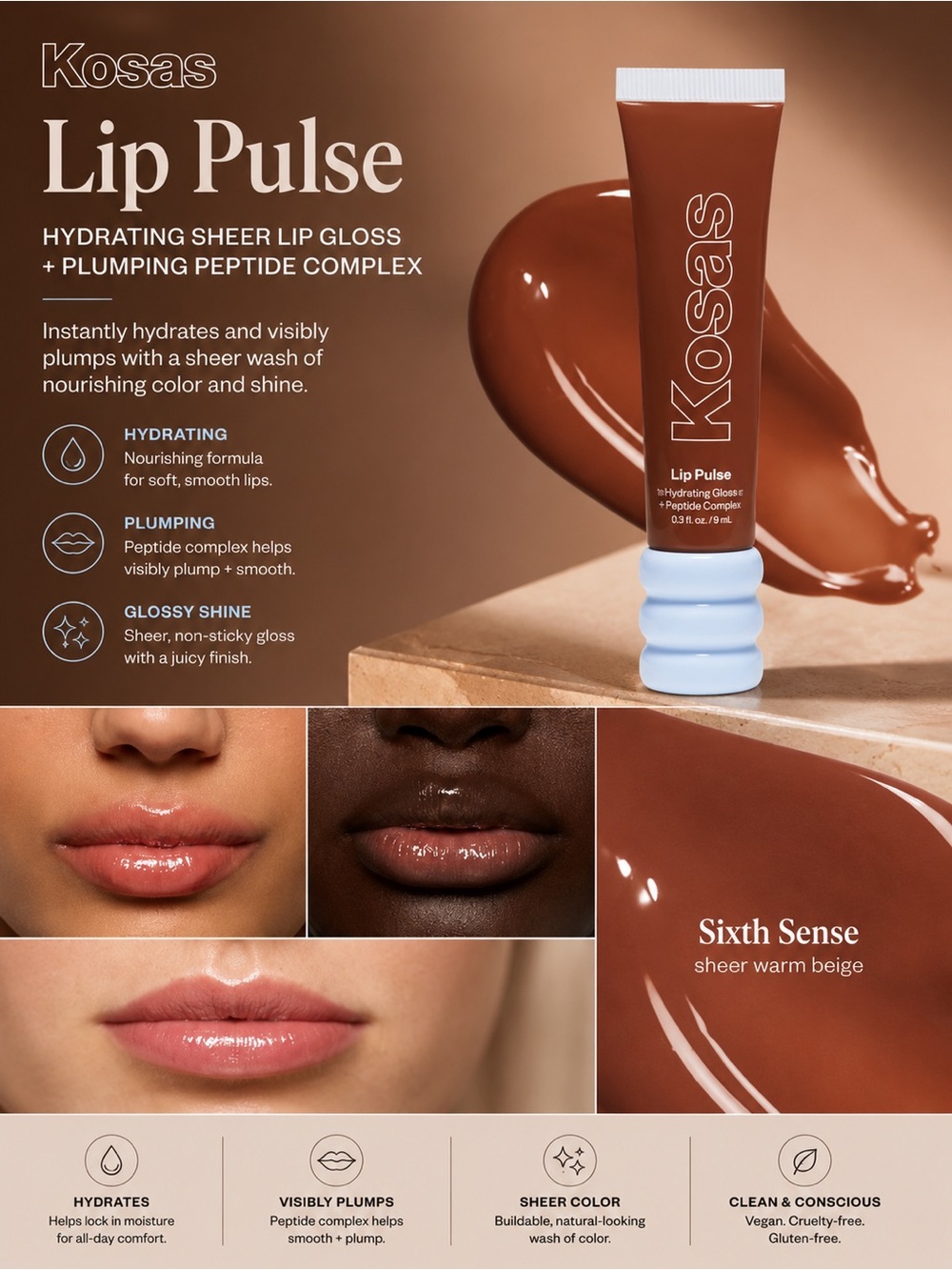 Kosas Lip Pulse Hydrating Sheer Lip Gloss — Sixth Sense